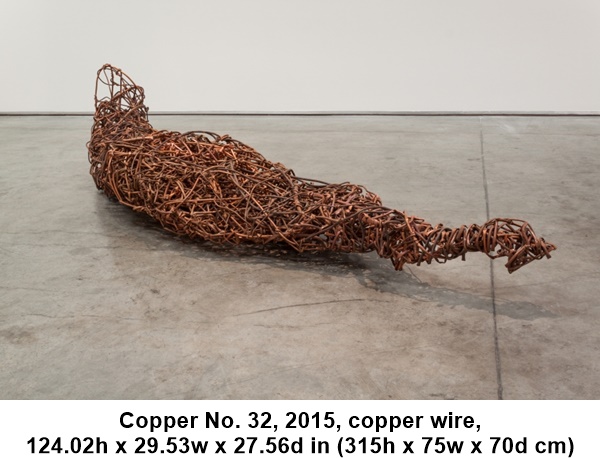 Copper No. 32, 2015, copper wire, 124.02h x 29.53w x 27.56d in (315h x 75w x 70d cm)