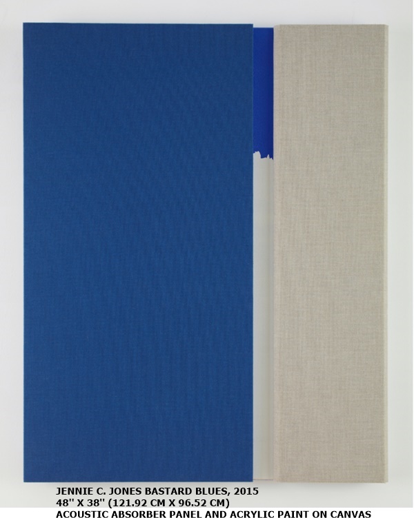 JENNIE C. JONES
BASTARD BLUES, 2015
48'' X 38'' (121.92 CM X 96.52 CM)
ACOUSTIC ABSORBER PANEL AND ACRYLIC PAINT ON CANVAS