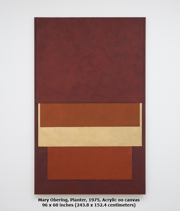 click to enlarge- double click to reduce Mary Obering, Planter, 1975, Acrylic on canvas
96 x 60 inches (243.8 x 152.4 centimeters)