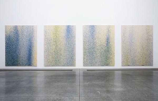 click to enlarge- double click to reduce Lucien Smith (American, born 1989), LSMI - 3 (Blue & Yellow), 2013. Acrylic on unprimed canvas, 108 x 84 x 1 3/4 inches. Courtesy of the artist