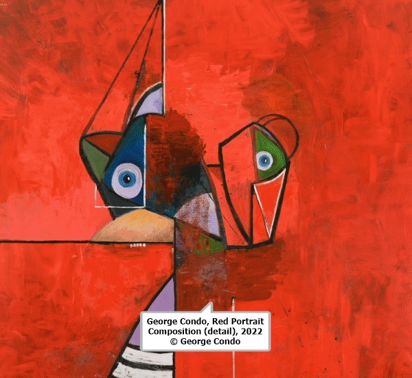 click to enlarge- double click to reduce George Condo, Red Portrait Composition (detail), 2022 © George Condo