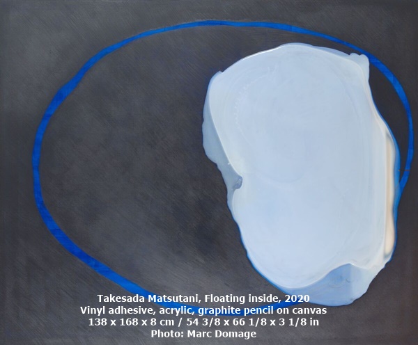 click to enlarge- double click to reduce Takesada Matsutani
, Floating inside, 2020
Vinyl adhesive, acrylic, graphite pencil on canvas
138 x 168 x 8 cm / 54 3/8 x 66 1/8 x 3 1/8 in
Photo: Marc Domage