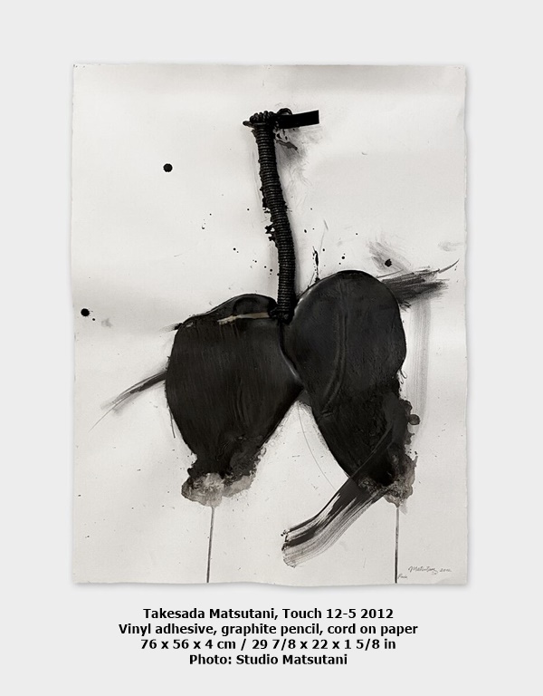 click to enlarge- double click to reduce Takesada Matsutani, Touch 12-5 2012
Vinyl adhesive, graphite pencil, cord on paper
76 x 56 x 4 cm / 29 7/8 x 22 x 1 5/8 in
Photo: Studio Matsutani