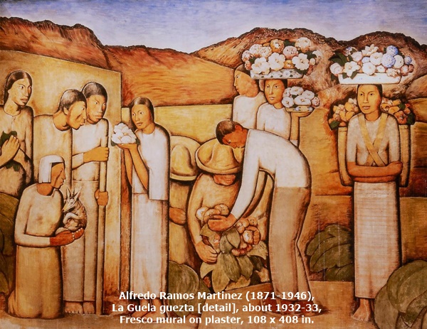 Alfredo Ramos Martinez (1871-1946), La Guelaguezta [detail], about 1932-33, Fresco mural on plaster, 108 x 408 in.
