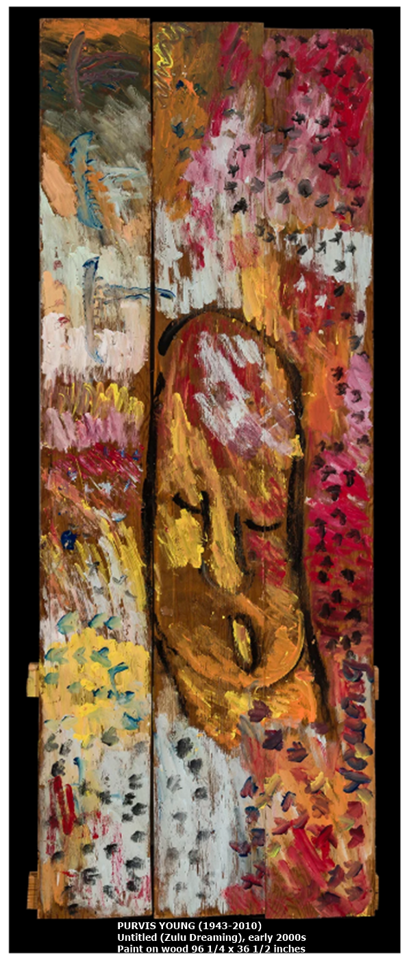 PURVIS YOUNG (1943-2010)
Untitled (Zulu Dreaming), early 2000s
Paint on wood
96 1/4 x 36 1/2 inches