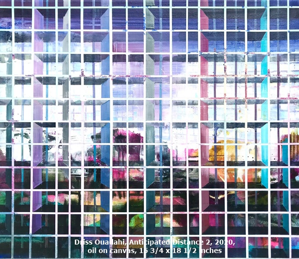 click to enlarge- double click to reduce Driss Ouadahi, Anticipated Distance 2, 2020, oil on canvas, 15 3/4 x 18 1/2 inches