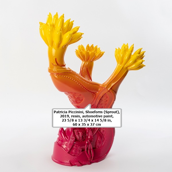 Patricia Piccinini, Shoeform (Sprout), 2019, resin, automotive paint, 23 5/8 x 13 3/4 x 14 5/8 in, 60 x 35 x 37 cm