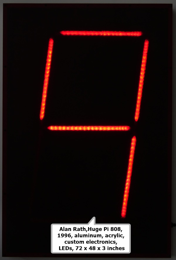 click to enlarge- double click to reduce Alan Rath,Huge Pi 808, 1996, aluminum, acrylic, custom electronics, LEDs, 72 x 48 x 3 inches