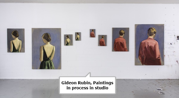 click to enlarge- double click to reduce Gideon Rubin, Paintings in process in studio
