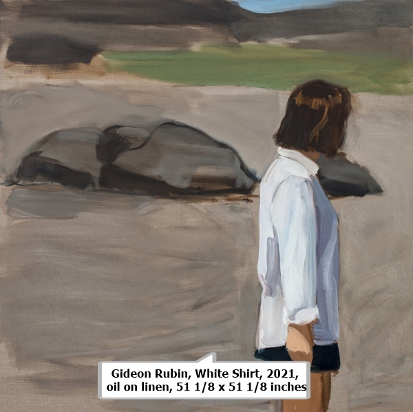 click to enlarge- double click to reduce Gideon Rubin, White Shirt, 2021, oil on linen, 51 1/8 x 51 1/8 inches