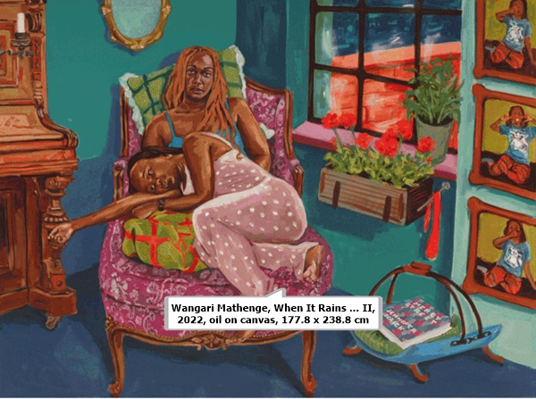 Wangari Mathenge, When It Rains … II, 2022, oil on canvas, 177.8 x 238.8 cm