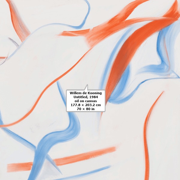 click to enlarge- double click to reduce Willem de Kooning
Untitled, 1984
oil on canvas
177.8 × 203.2 cm
70 × 80 in