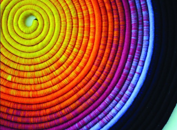 Silvia Inselvini, Kalachakra/Galaxy 2 and 1 (detail views), 2019, threads on rope, diameter 70 cm.