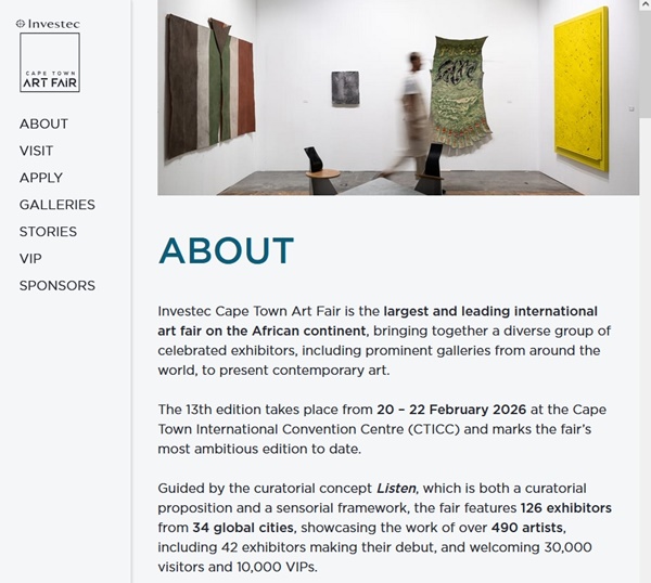 Investec Cape Town SOUTH AFRICA Art Fair 2026 - 20 > 22 February, 2026 @ICTArtFair