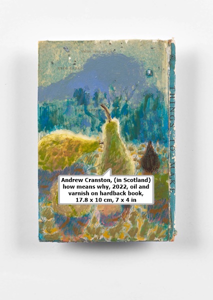 Andrew Cranston, (in Scotland) how means why, 2022, oil and varnish on hardback book, 17.8 x 10 cm, 7 x 4 in