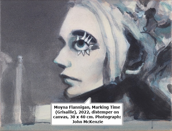 Moyna Flannigan, Marking Time (Grisaille), 2022, distemper on canvas, 30 x 40 cm. Photograph: John McKenzie 
