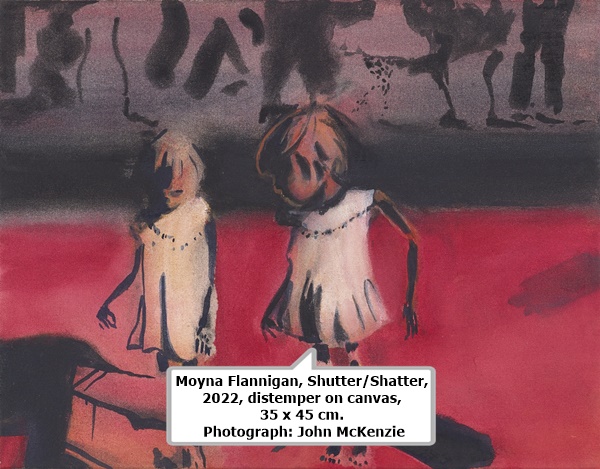 Moyna Flannigan, Shutter/Shatter, 2022, distemper on canvas, 35 x 45 cm. Photograph: John McKenzie
 