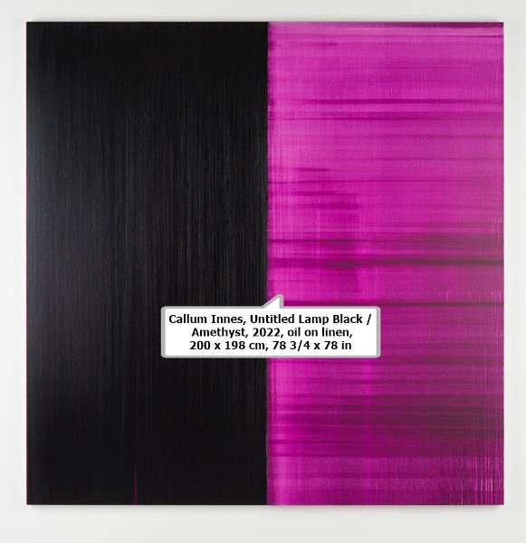 click to enlarge- double click to reduce Callum Innes, Untitled Lamp Black / Amethyst, 2022, oil on linen, 200 x 198 cm, 78 3/4 x 78 in