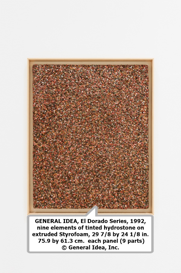 click to enlarge- double click to reduce GENERAL IDEA, El Dorado Series, 1992, nine elements of tinted hydrostone on extruded Styrofoam, 29 7/8 by 24 1/8 in. 75.9 by 61.3 cm. each panel (9 parts) © General Idea, Inc.