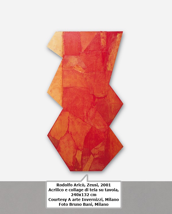 click to enlarge- double click to reduce Rodolfo Aricò
Zeusi, 2001
Acrilico e collage di tela su tavola, 240x132 cm
Courtesy A arte Invernizzi, Milano
Foto Bruno Bani, Milano