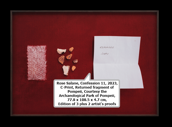 click to enlarge- double click to reduce Rose Salane, Confession 11, 2023, C-Print, Returned fragment of Pompeii, Courtesy the Archaeological Park of Pompeii, 77.8 x 108.5 x 4.7 cm, Edition of 3 plus 2 artist's proofs