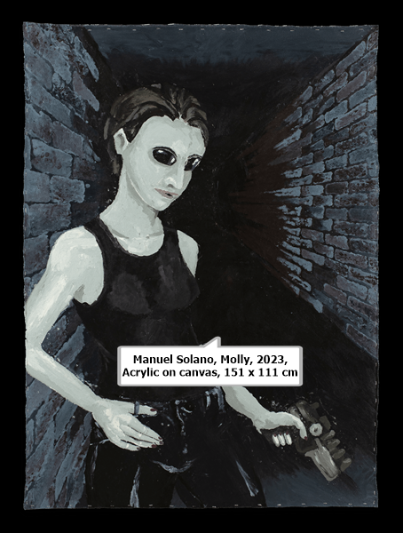 click to enlarge- double click to reduce Manuel Solano, Molly, 2023, Acrylic on canvas, 151 x 111 cm