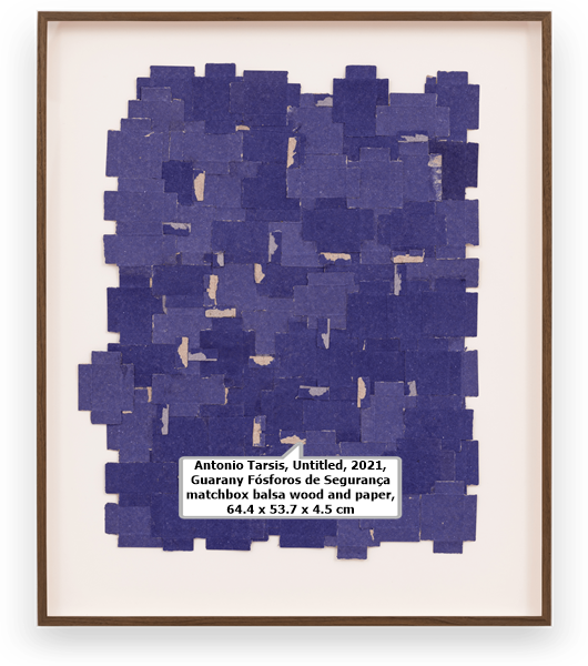 Antonio Tarsis, Untitled, 2021, Guarany Fósforos de Segurança matchbox balsa wood and paper, 64.4 x 53.7 x 4.5 cm
