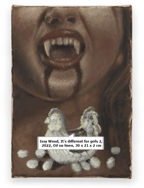 Issy Wood, It's different for girls 2, 2022, Oil on linen, 30 x 21 x 2 cm