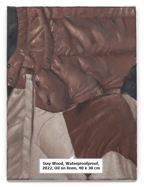 click to enlarge- double click to reduce Issy Wood, Waterproofproof, 2022, Oil on linen, 40 x 30 cm