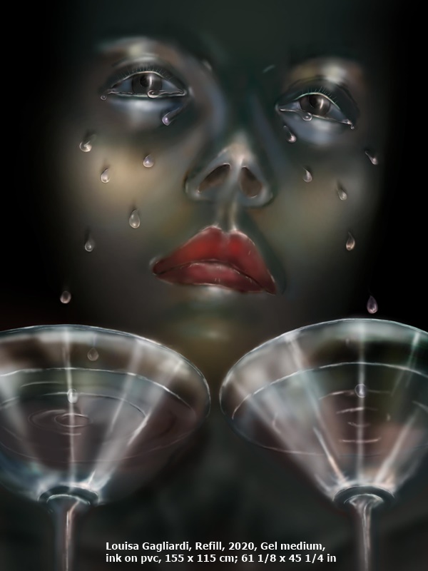 Louisa Gagliardi, Refill, 2020, Gel medium, ink on pvc, 155 x 115 cm; 61 1/8 x 45 1/4 in