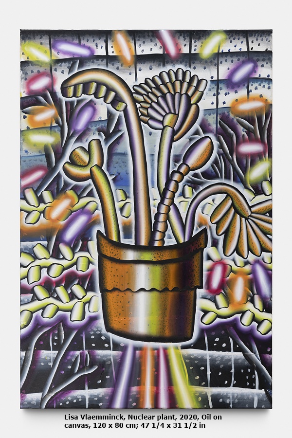 Lisa Vlaemminck, Nuclear plant, 2020, Oil on canvas, 120 x 80 cm; 47 1/4 x 31 1/2 in