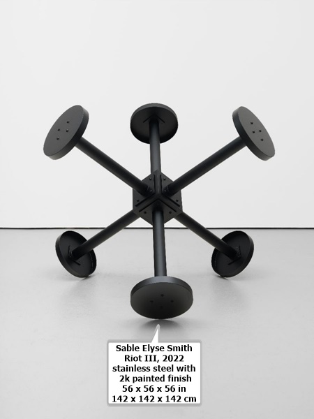 Sable Elyse Smith
Riot III, 2022
stainless steel with 2k painted finish
56 x 56 x 56 in
142 x 142 x 142 cm