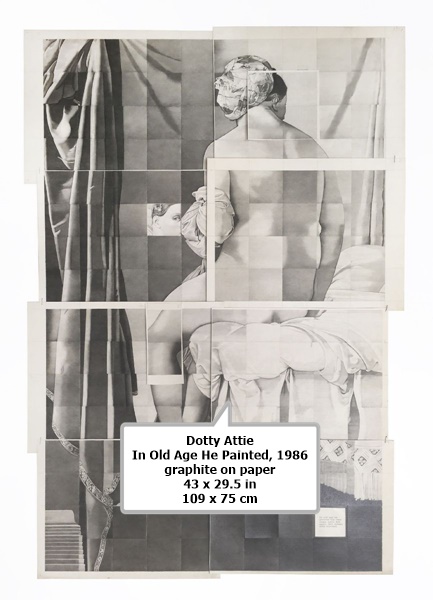 Dotty Attie
In Old Age He Painted, 1986
graphite on paper
43 x 29.5 in
109 x 75 cm