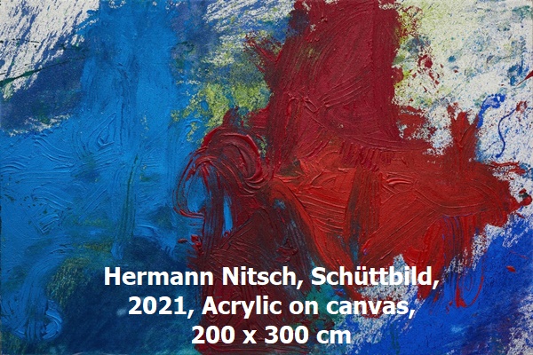 Hermann Nitsch, Schüttbild, 2021, Acrylic on canvas, 200 x 300 cm
