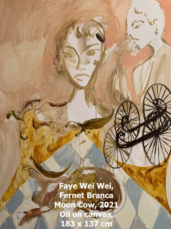 Faye Wei Wei, Fernet Branca Moon Cow, 2021 Oil on canvas, 183 x 137 cm
