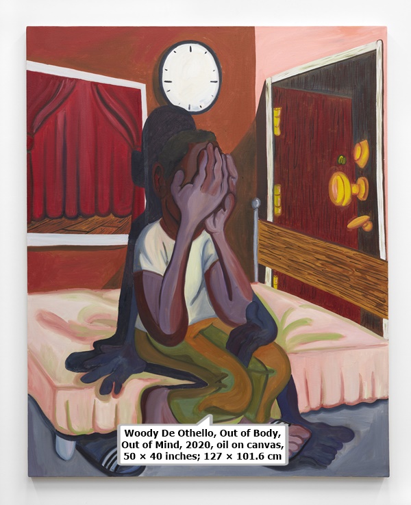 click to enlarge- double click to reduce Woody De Othello, Out of Body, Out of Mind, 2020, oil on canvas, 50 × 40 inches; 127 × 101.6 cm