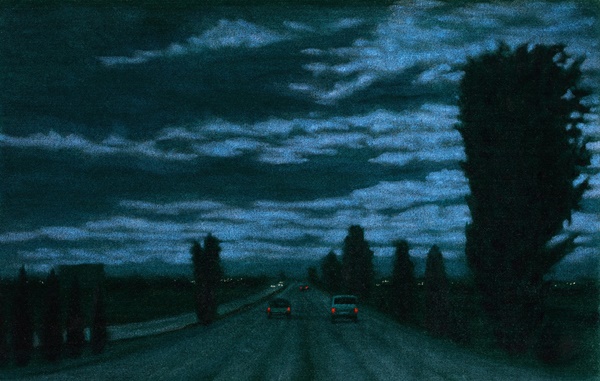 click to enlarge- double click to reduce Jane Dickson, Out of Here South (Boulay Mi-Voye), 2000–13. Oil on Astroturf, 73 × 114½ in. (185.42 × 290.83 cm)
