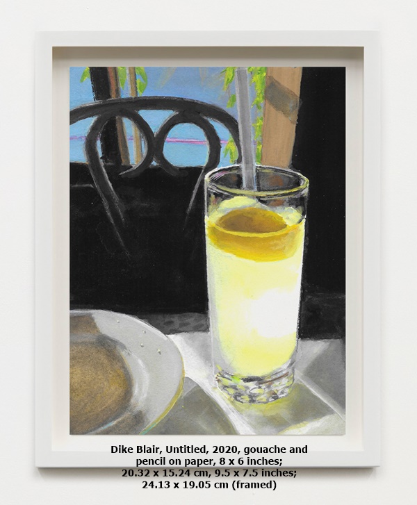 Dike Blair, Untitled, 2020, gouache and pencil on paper, 8 x 6 inches; 20.32 x 15.24 cm, 9.5 x 7.5 inches; 24.13 x 19.05 cm (framed)