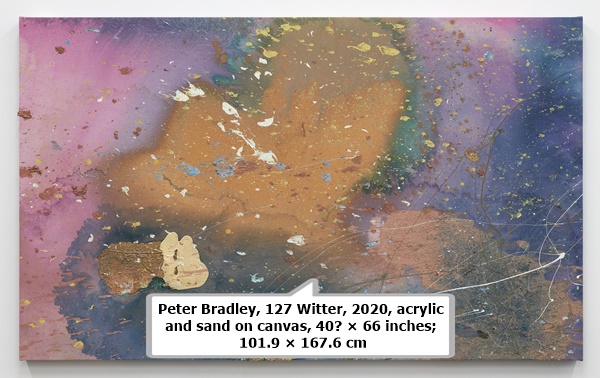 Peter Bradley, 127 Witter, 2020, acrylic and sand on canvas, 40⅛ × 66 inches; 101.9 × 167.6 cm