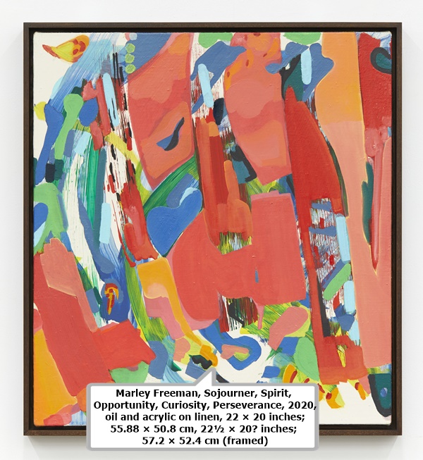 Marley Freeman, Sojourner, Spirit, Opportunity, Curiosity, Perseverance, 2020, oil and acrylic on linen, 22 × 20 inches; 55.88 × 50.8 cm, 22½ × 20⅝ inches; 57.2 × 52.4 cm (framed)