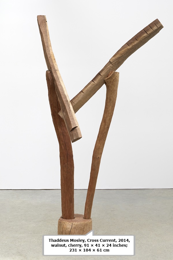 Thaddeus Mosley, Cross Current, 2014, walnut, cherry, 91 × 41 × 24 inches; 231 × 104 × 61 cm