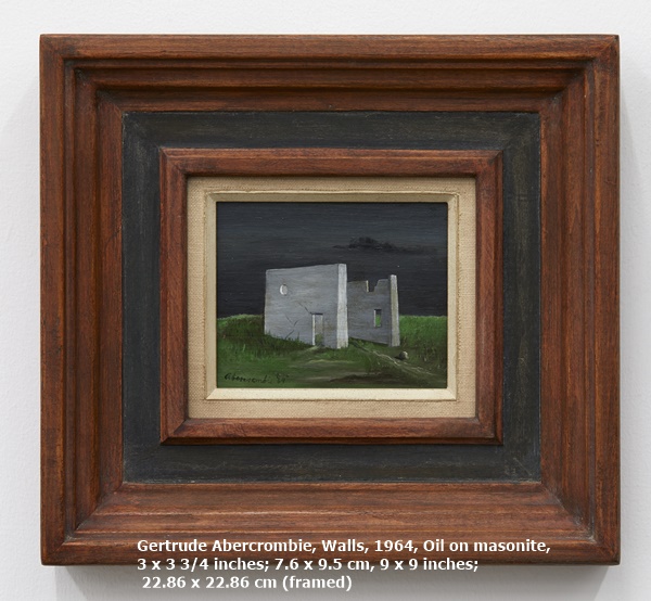 Gertrude Abercrombie, Walls, 1964, Oil on masonite, 3 x 3 3/4 inches; 7.6 x 9.5 cm, 9 x 9 inches; 22.86 x 22.86 cm (framed)