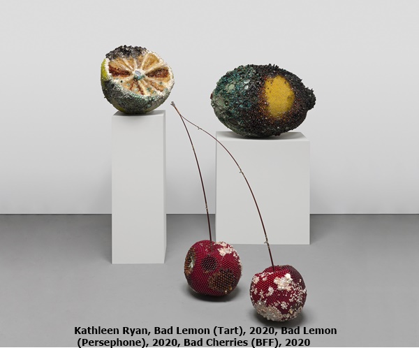 click to enlarge- double click to reduce Kathleen Ryan, Bad Lemon (Tart), 2020, Bad Lemon (Persephone), 2020, Bad Cherries (BFF), 2020