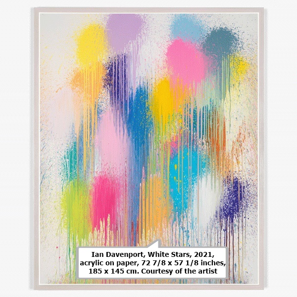 click to enlarge- double click to reduce Ian Davenport, White Stars, 2021, acrylic on paper, 72 7/8 x 57 1/8 inches, 185 x 145 cm. Courtesy of the artist