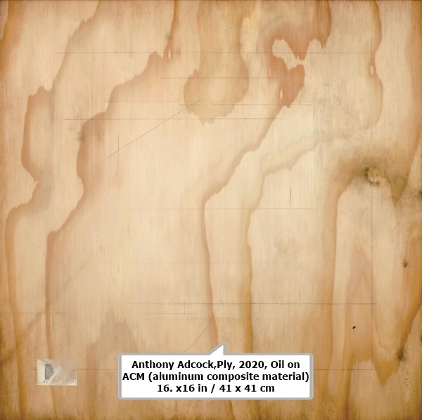 click to enlarge- double click to reduce Anthony Adcock,Ply, 2020, Oil on ACM (aluminum composite material) 16. x16 in / 41 x 41 cm