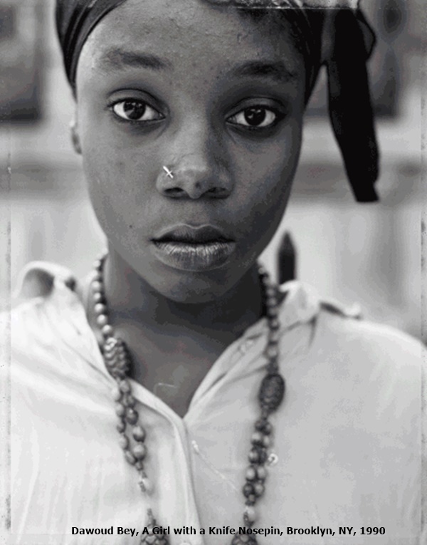 Dawoud Bey, A Girl with a Knife Nosepin, Brooklyn, NY, 1990