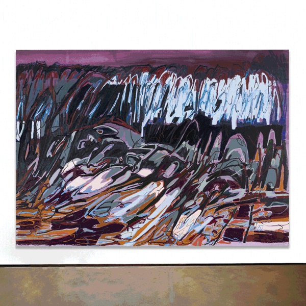 click to enlarge- double click to reduce Janaina Tschäpe, Blue Moon, 2021, casein, oil stick and oil pastel on canvas, 116 x 155 inches