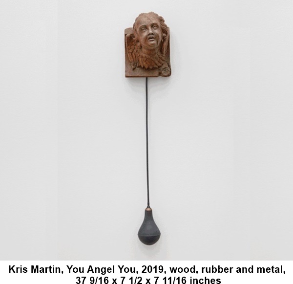 
Kris Martin, You Angel You, 2019, wood, rubber and metal, 37 9/16 x 7 1/2 x 7 11/16 inches