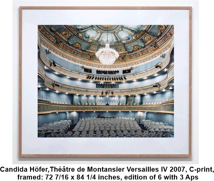 
Candida Höfer,Théâtre de Montansier Versailles IV 2007, C-print, framed: 72 7/16 x 84 1/4 inches, edition of 6 with 3 Aps