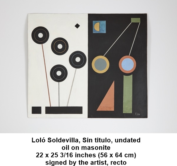 Loló Soldevilla

Sin titulo, undated

oil on masonite

22 x 25 3/16 inches (56 x 64 cm)

signed by the artist, recto
